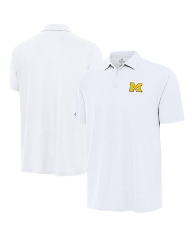 Antigua Men's White Michigan Wolverines Era Polo Shirt
