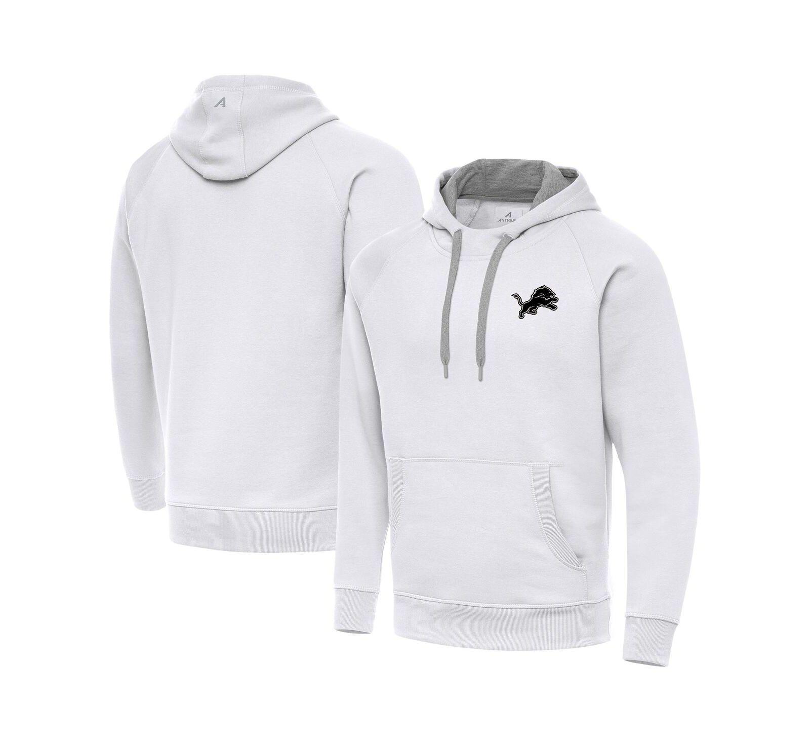 Мужское худи Antigua White Detroit Lions Brushed Carbon Victory Pullover