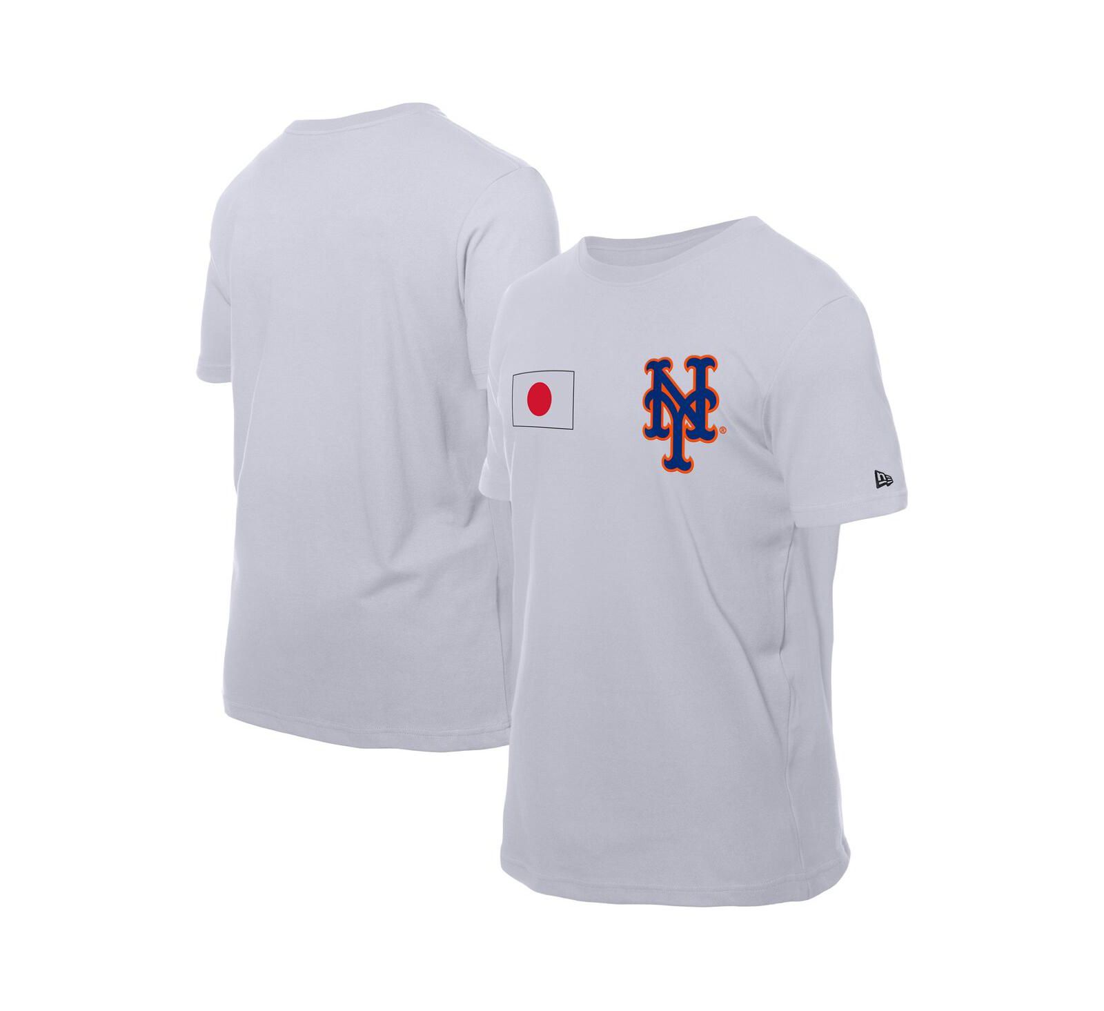 Мужская футболка New Era White New York Mets с японским флагом