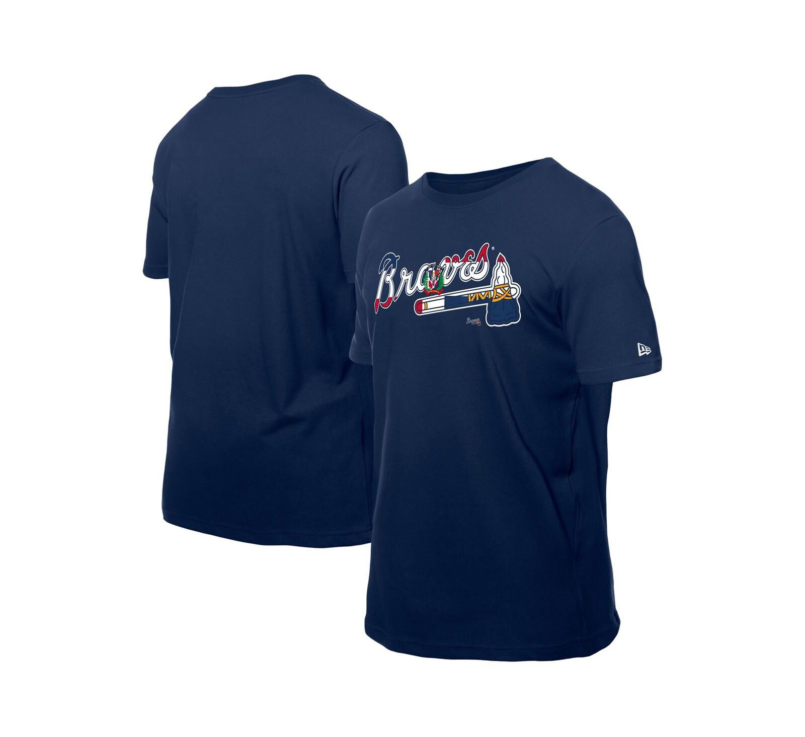 New Era Men's Navy Atlanta Braves Dominican Republic Flag Logo T-Shirt