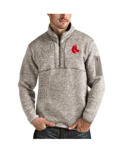 Antigua Men's Oatmeal Boston Red Sox Fortune Quarter-Zip Pullover Jacket