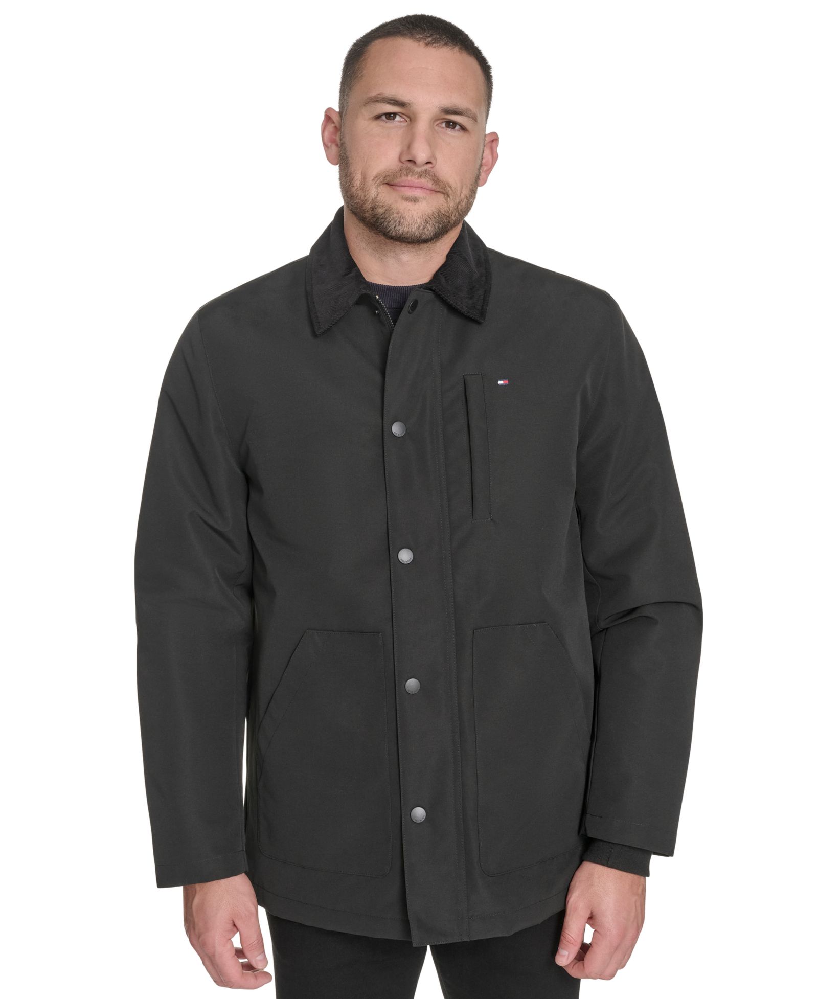 Tommy Hilfiger Men's Highland Barn Coat with Corduroy Collar