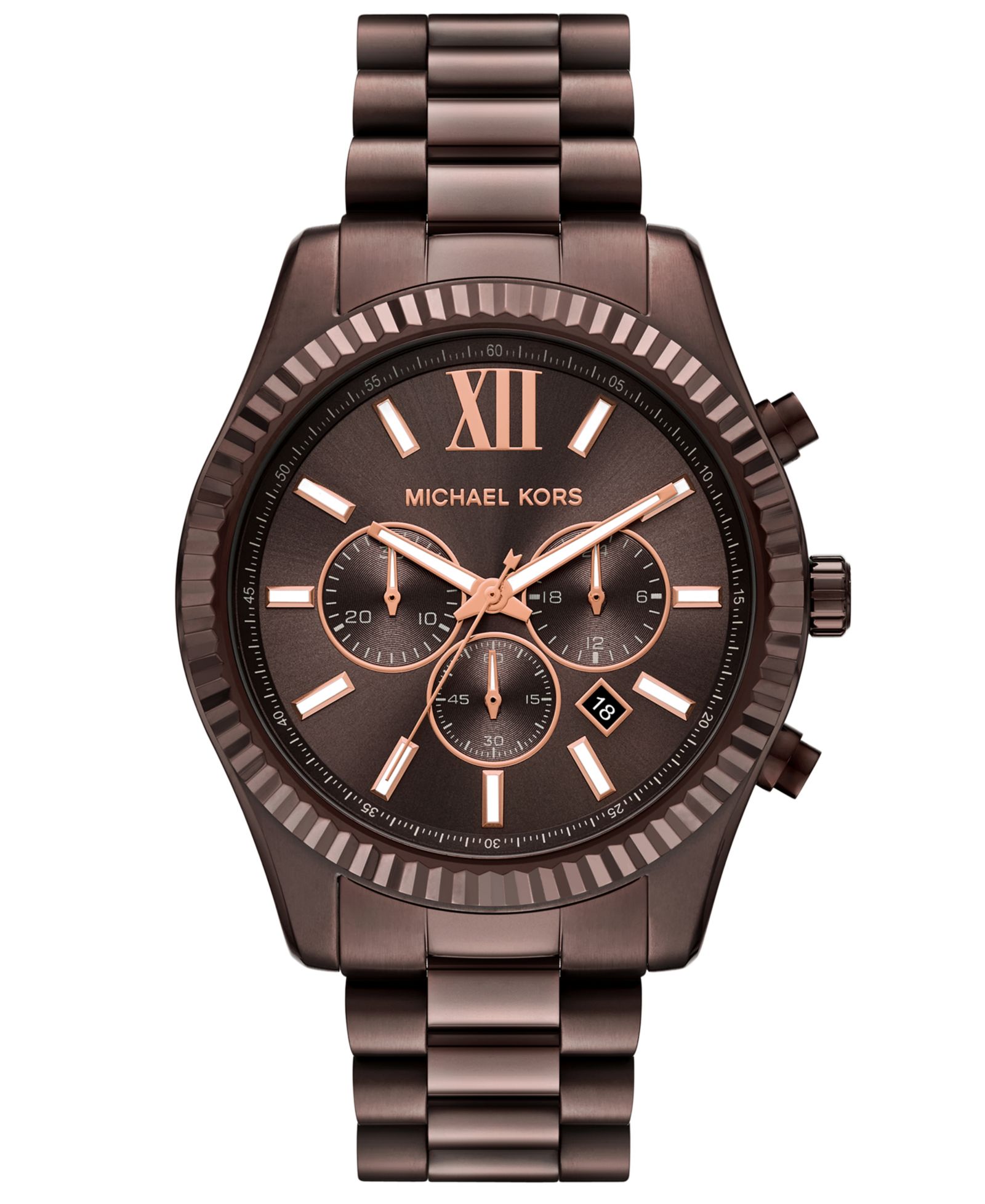 Michael Kors Men's Lexington Chronograph Brown Stainless Steel Watch, 44mm