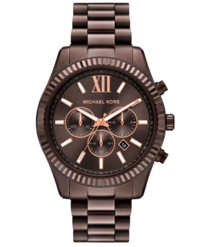 Michael Kors Мужские часы Lexington Chronograph Brown Stainless Steel 44mm