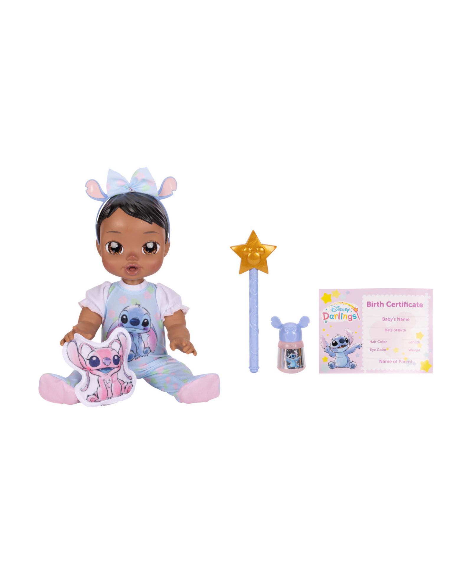 Disney Darlings Stitch Latina 13" Interactive Baby Doll with Open & Close Light-Up Eyes, Ages 2+