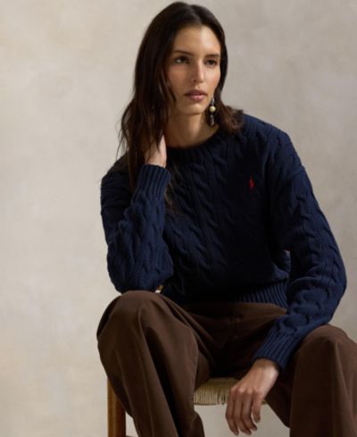 Polo Ralph Lauren Women's Cable-Knit Cotton Crewneck Sweater