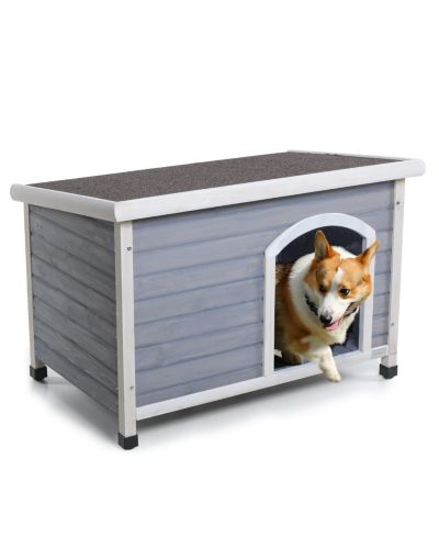 Streamdale Furniture Medium Wooden Dog House Waterproof Elevated Grey