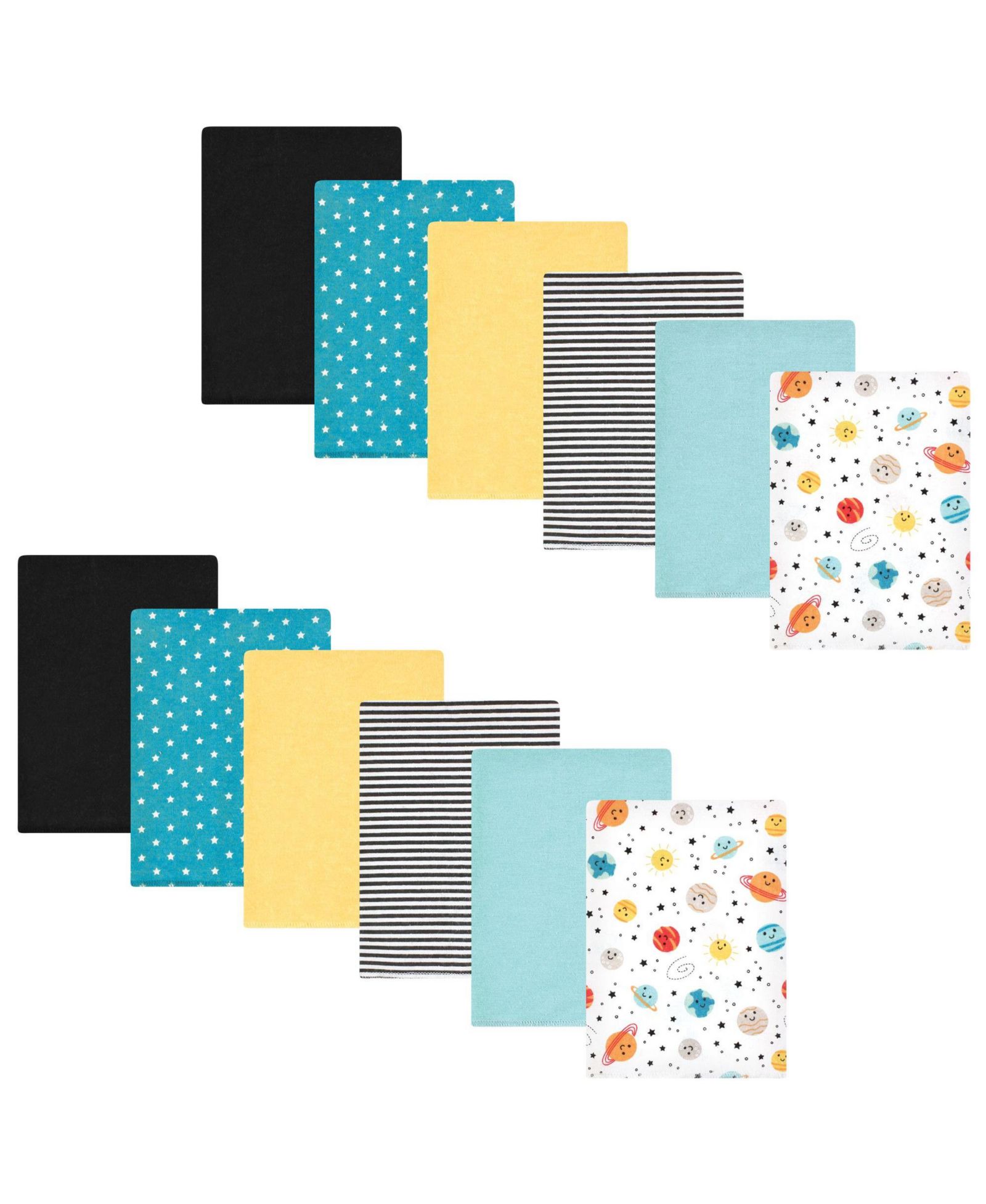 Hudson Baby Boys 12 Pack Cotton-Poly Flannel Burp Cloths