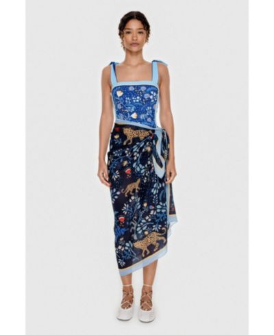 Jessie Zhao New York Beach Sarong Wrap - Amazon Rainforest Blue