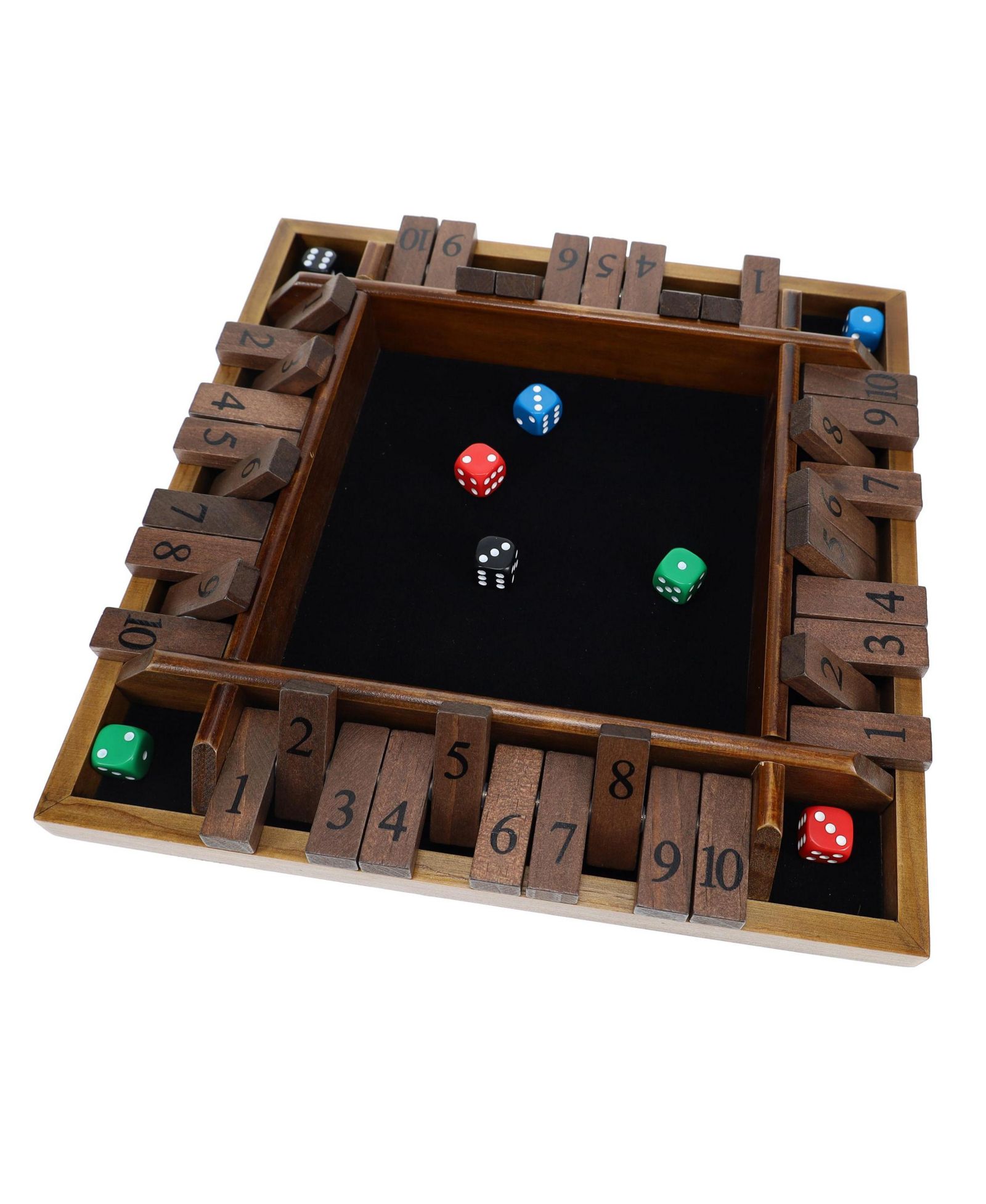 Настольная игра Pacific Shore Games 4 Player Shut the Box Dice Board Game с орехом Walnut Stained Wood - 12 in.