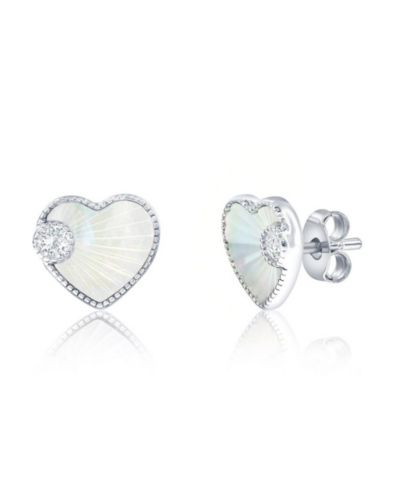 Sterling , D-C Heart MOP & CZ Studs
