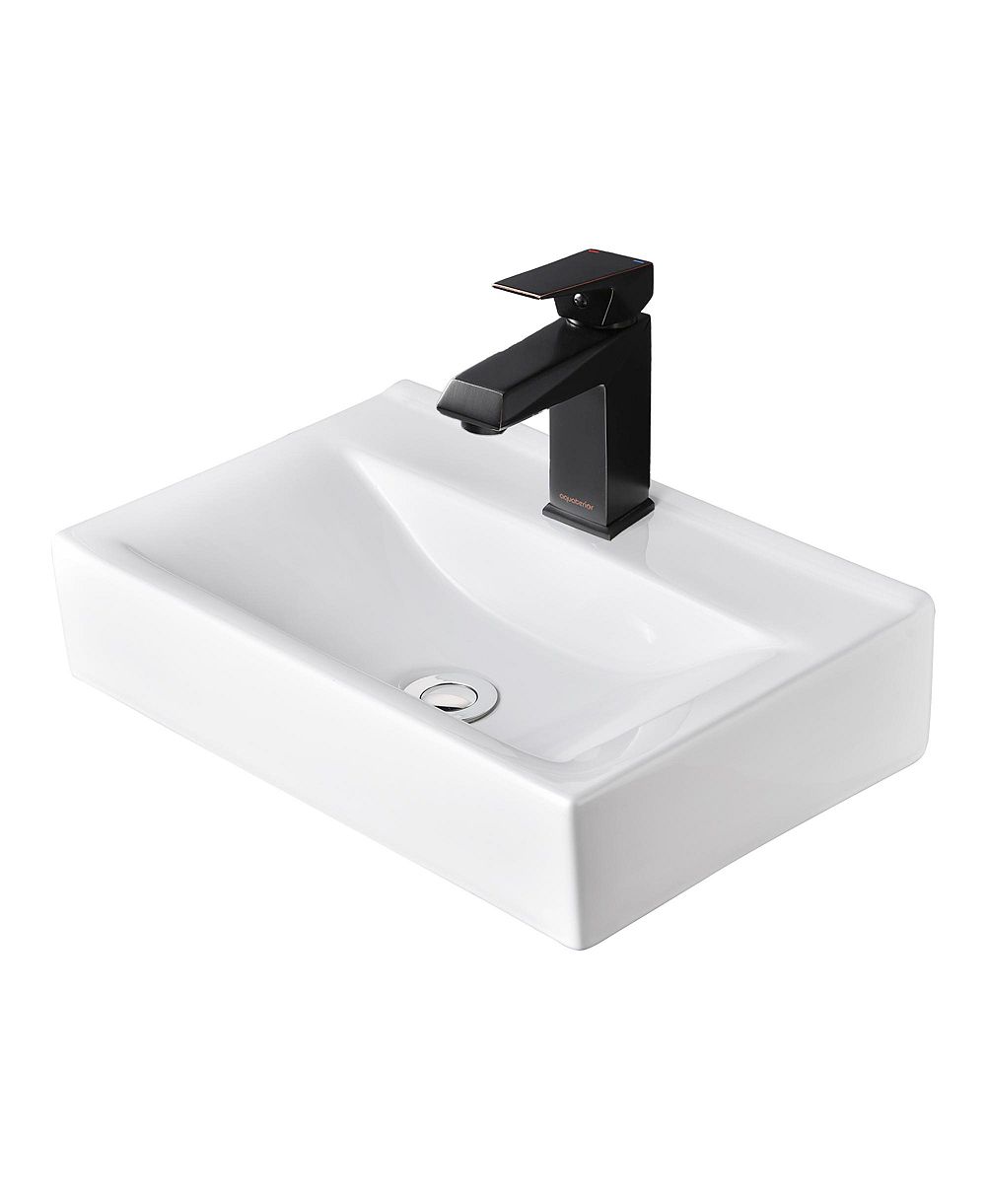Раковина Aquaterior 18 1/8" x 12 3/16" x 4 5/16" настенная керамическая с современным смесителем ORB