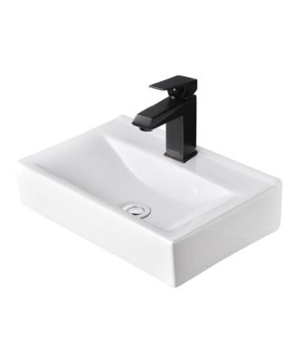 Раковина Aquaterior 18 1/8" x 12 3/16" x 4 5/16" настенная керамическая с современным смесителем ORB