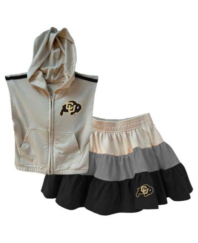 Комплект из худи на молнии и многослойной юбки Wes & Willy для девочек Tan Colorado Buffaloes Tri-Blend Sleeveless Full Zip