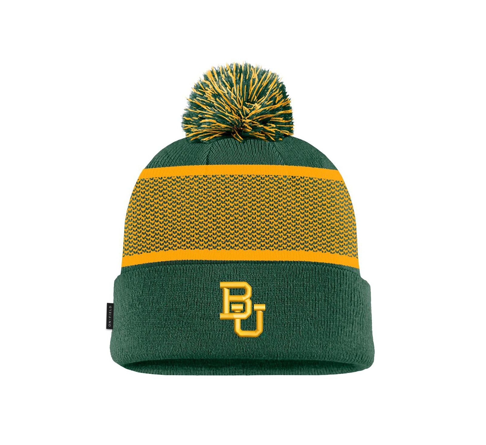 Nike Men's Green Baylor Bears 2024 Sideline Peak Cuffed with Pom Knit Hat