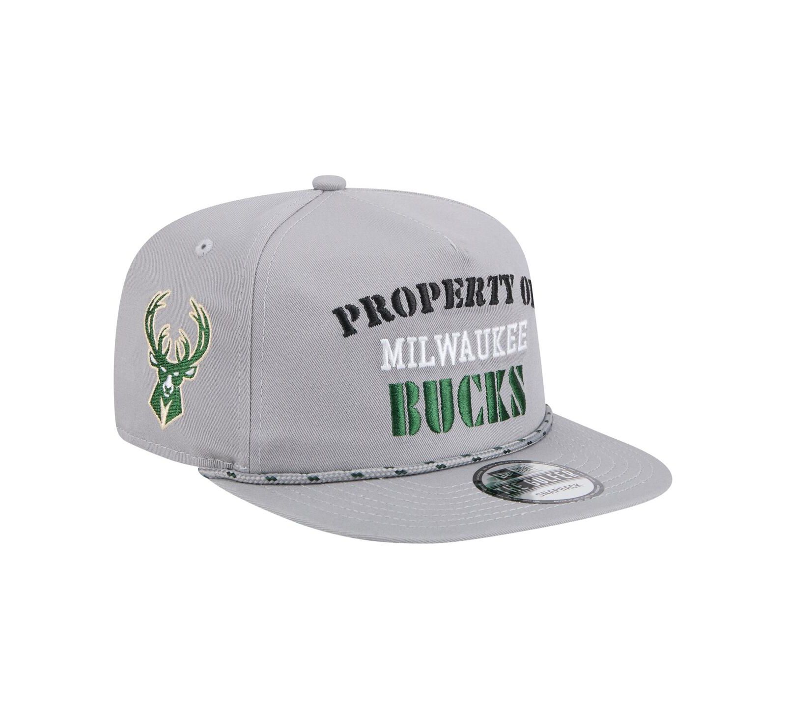 New Era Men's Gray Milwaukee Bucks Throwback Property Of Golfer Snapback Hat