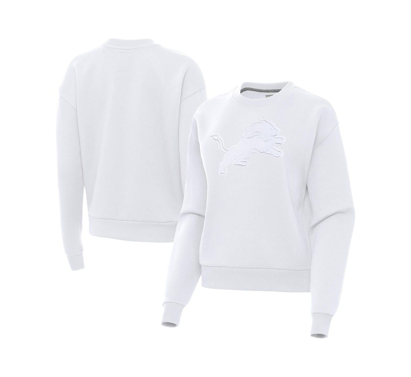 Antigua Women's White Detroit Lions Victory Pullover Sweatshirt
