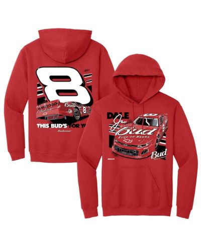 JR Motorsports Official Team Apparel Men's Red Dale Earnhardt Jr. Budweiser Car Pullover Hoodie