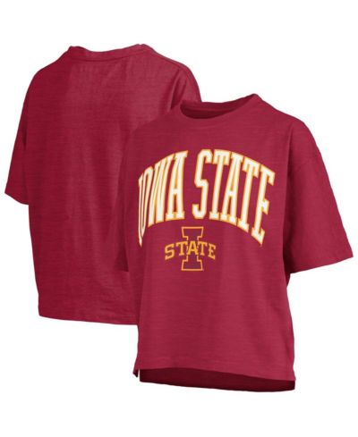 Pressbox Women's Cardinal Iowa State Cyclones Nelson Arch Over Logo Waist Length Oversized Slub T-Shirt