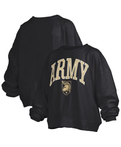 Pressbox Women's Black Army Black Knights Janise Arch Over Logo Waist Length Oversized Pullover Sweatshirt