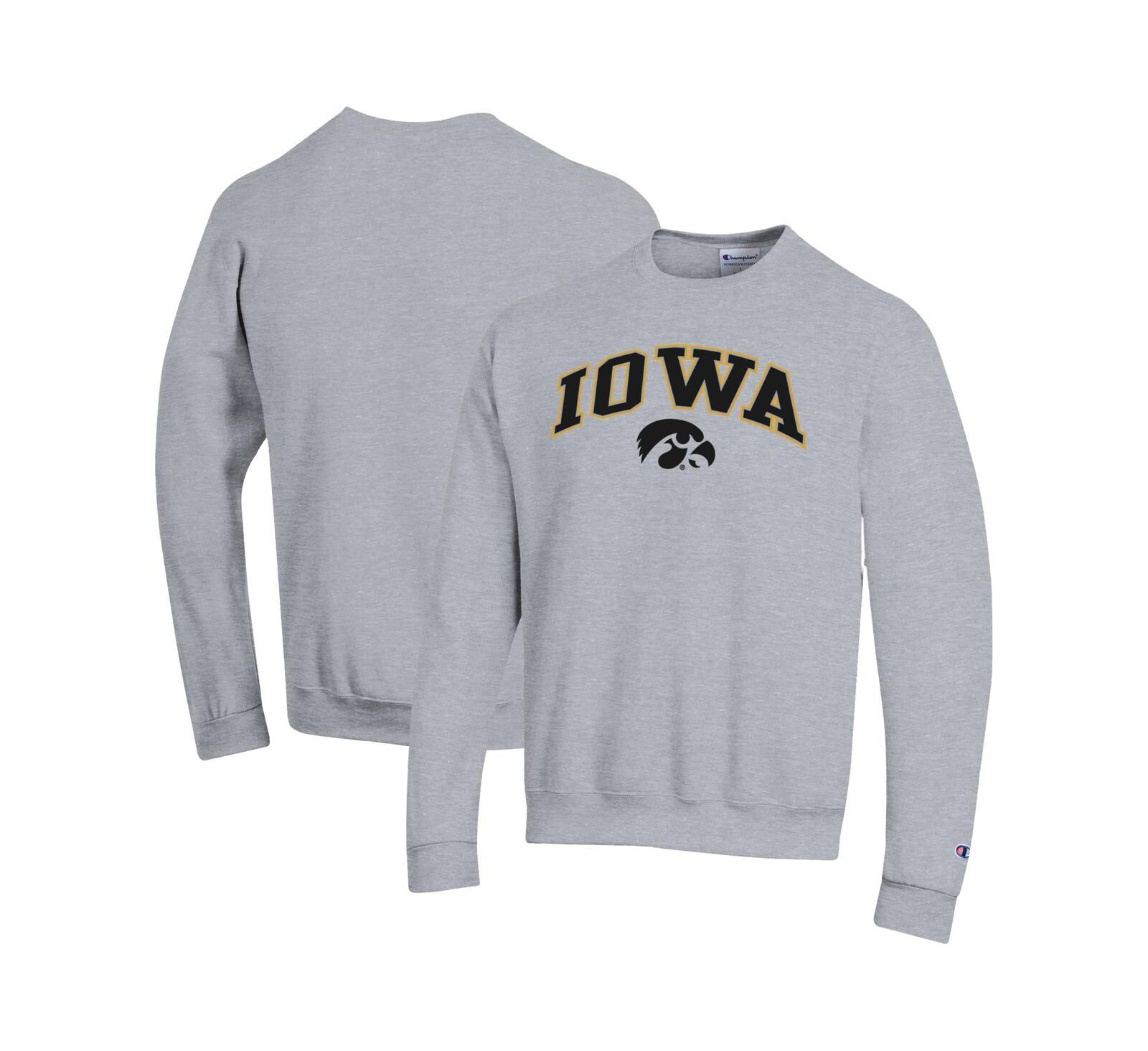 Мужская толстовка Champion Heather Gray Iowa Hawkeyes Arch Over Logo