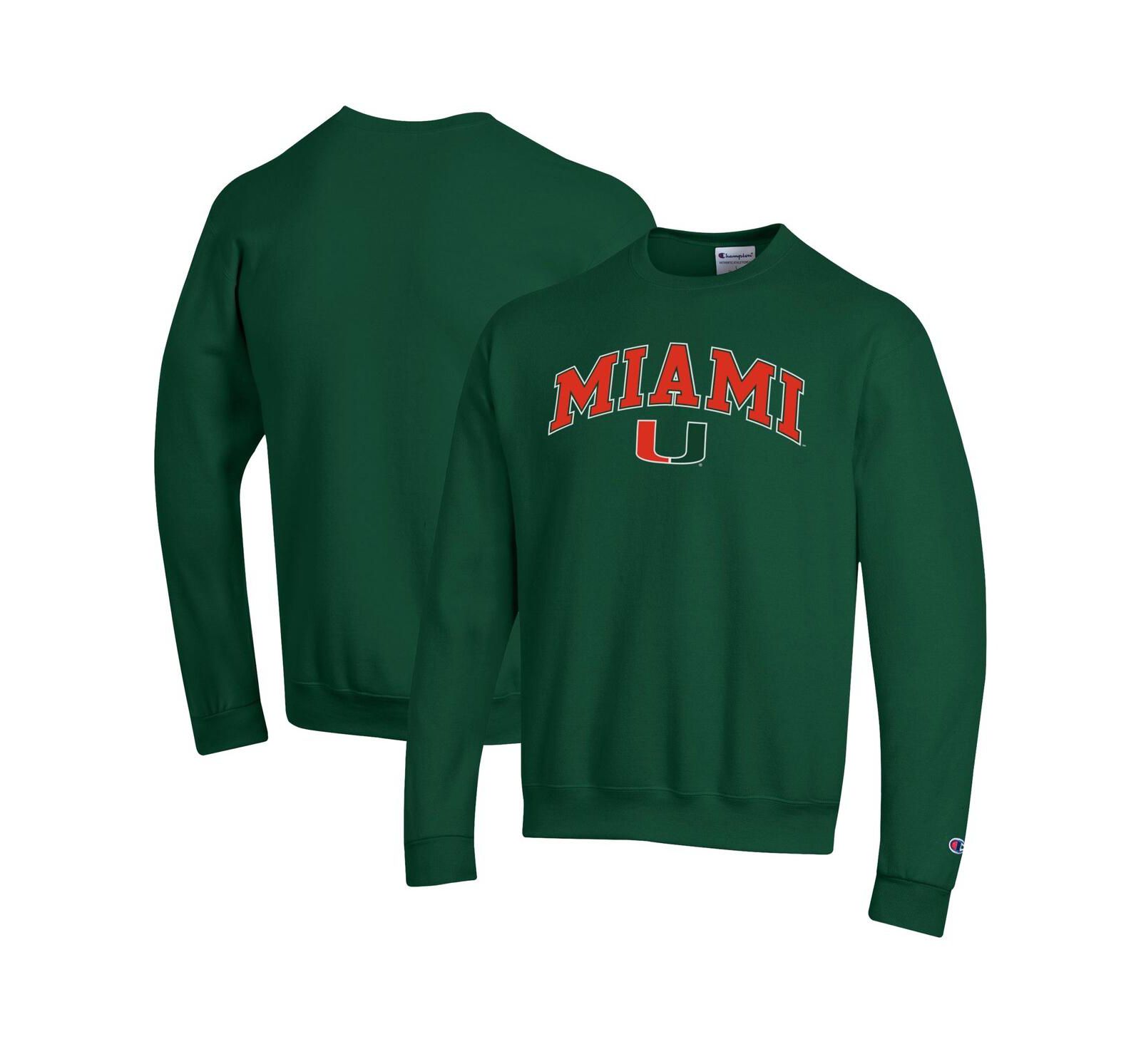 Champion Мужская толстовка Miami Hurricanes Green Arch Over Logo