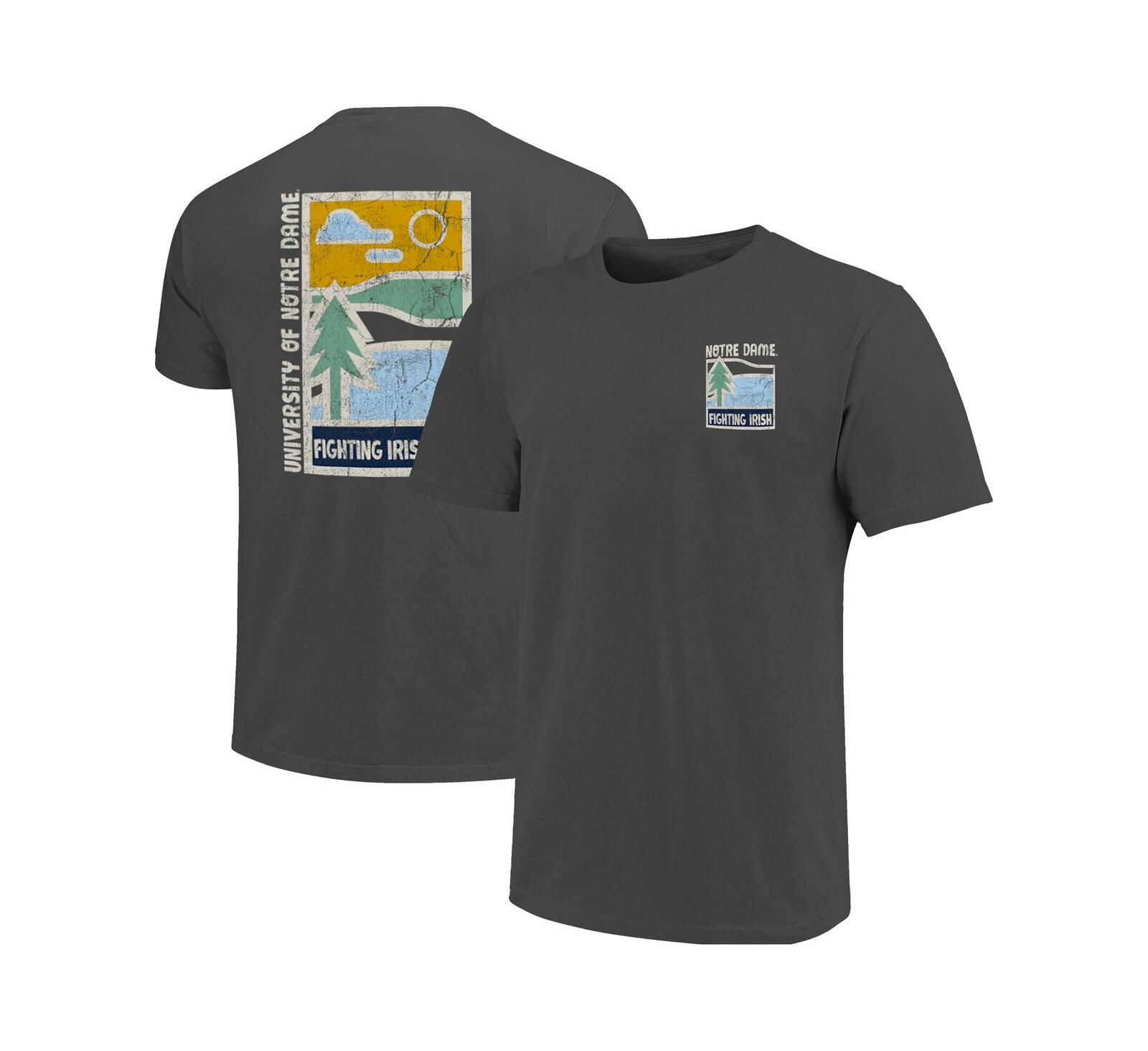 Мужская футболка Image One Graphite Notre Dame Fighting Irish Comfort Colors Minimal Vista Distressed Graphics