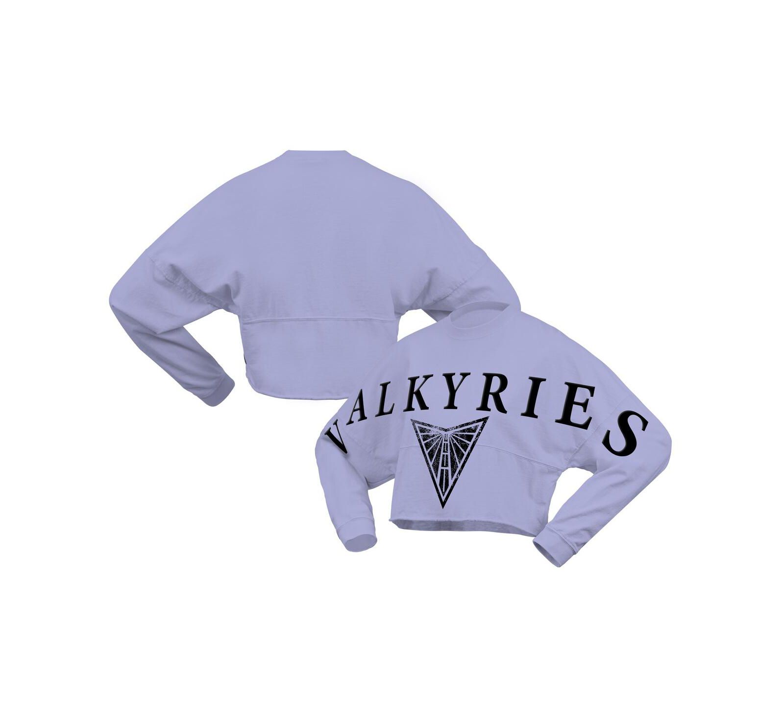 Женская укороченная футболка Spirit Jersey Violet Golden State Valkyries с крупным принтом и длинным рукавом