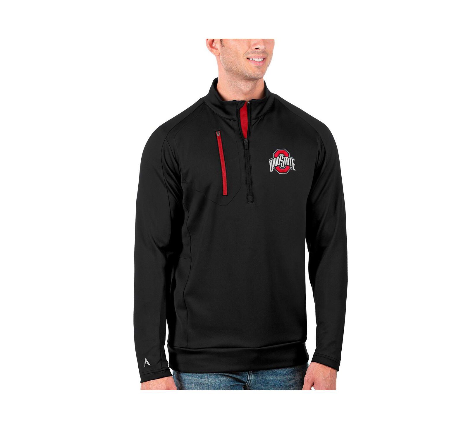 Antigua Men's Black/Scarlet Ohio State Buckeyes Generation Half-Zip Pullover Jacket