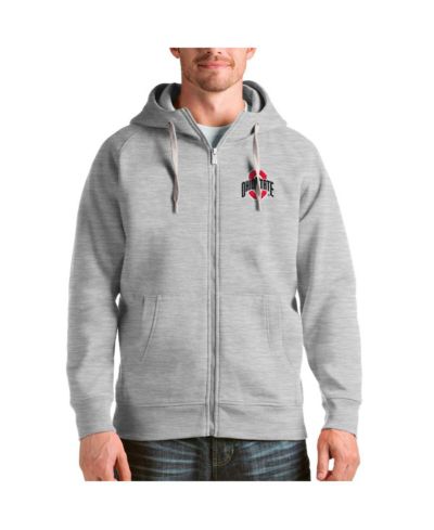 Antigua Men's Heathered Gray Ohio State Buckeyes Victory Full Zip Jacket