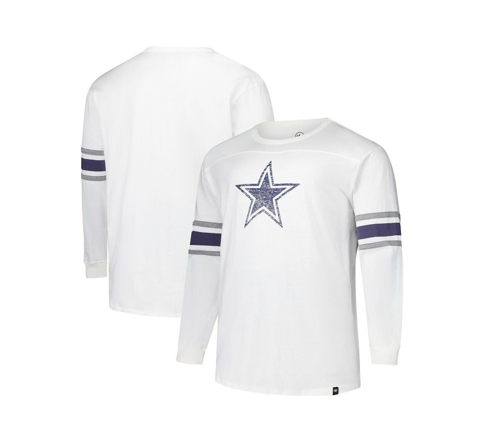 47 Brand Men's White Dallas Cowboys Big & Tall Premier Brex Long Sleeve T-Shirt