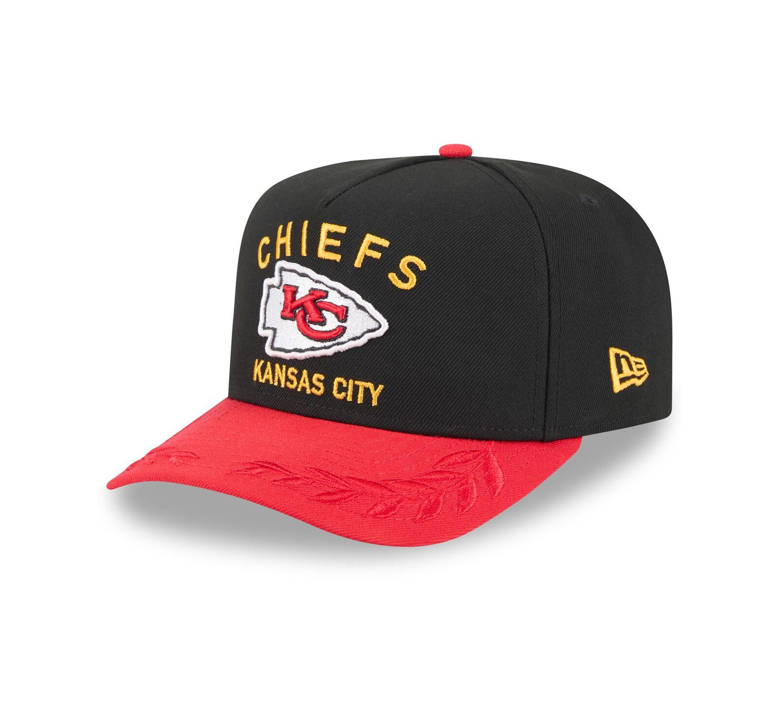 New Era кепка A-Frame 9FIFTY Snapback для мальчиков и девочек, черная/красная, Kansas City Chiefs 2025 NFL Draft