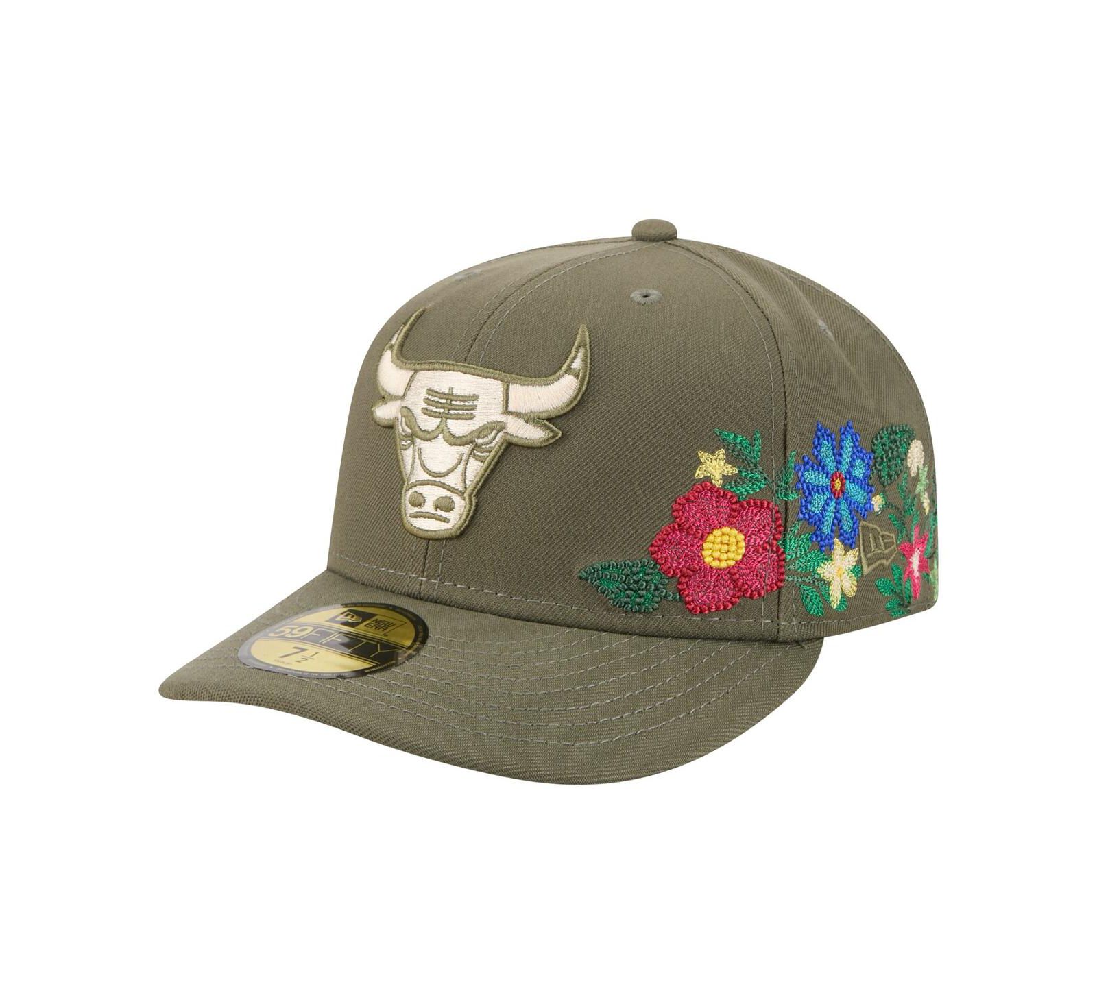 Мужская кепка New Era Chicago Bulls Tonal Florals 59FIFTY Fitted Hat Olive