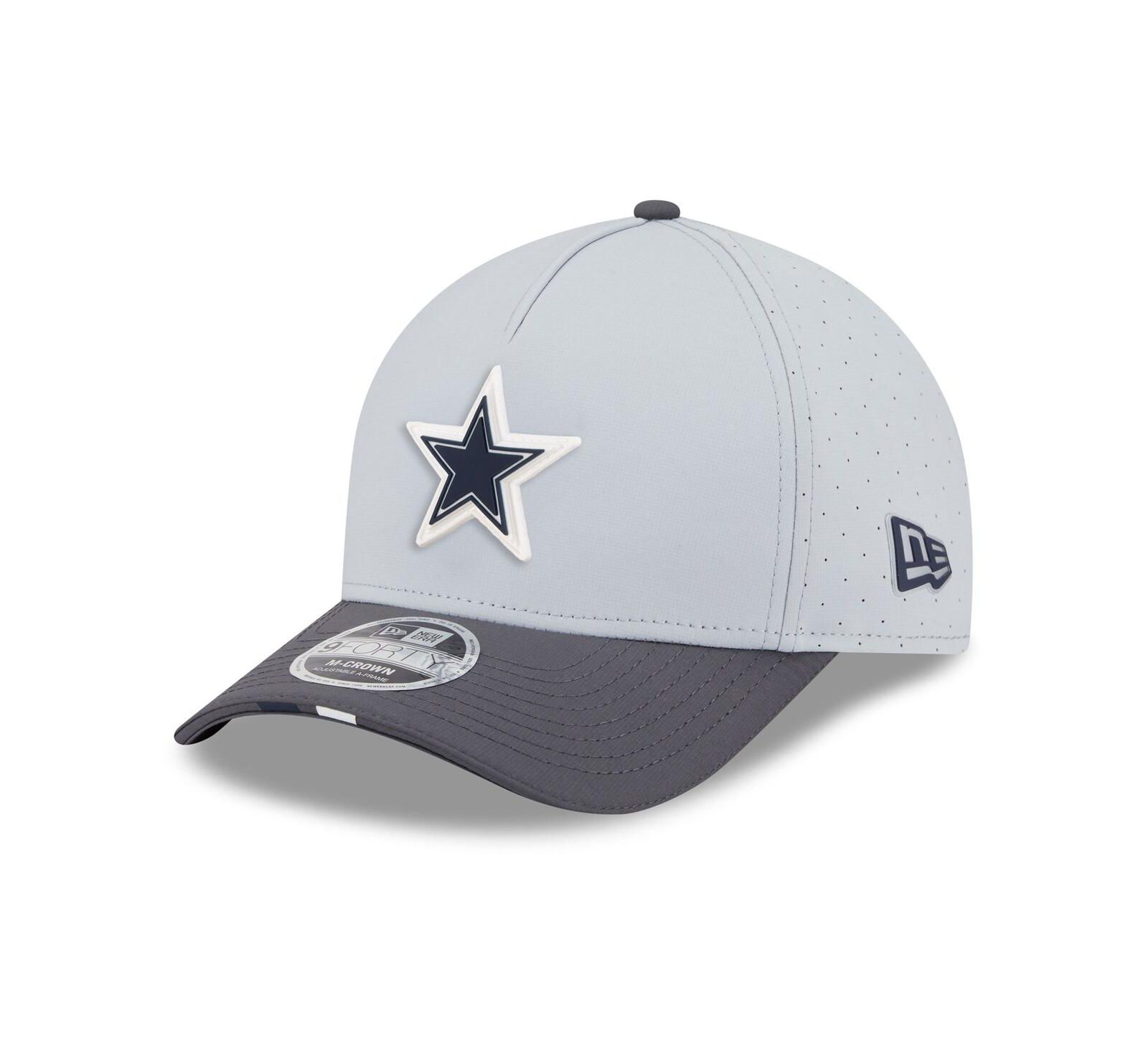 Мужская кепка New Era Gray/Graphite Dallas Cowboys 2025 NFL Training Camp A-Frame 9FORTY Adjustable Hat