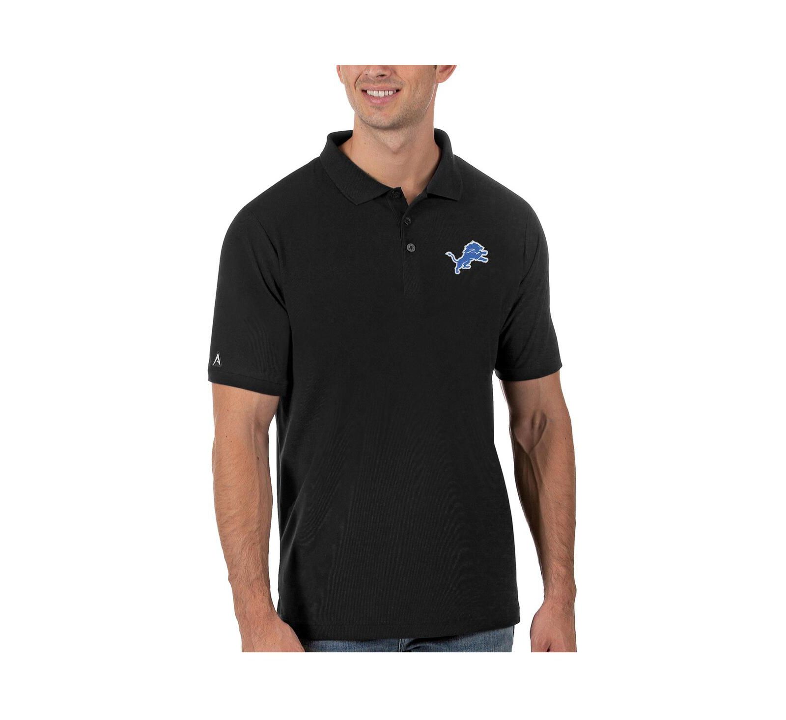 Мужская рубашка-поло Antigua Black Detroit Lions Legacy Pique Polo Shirt