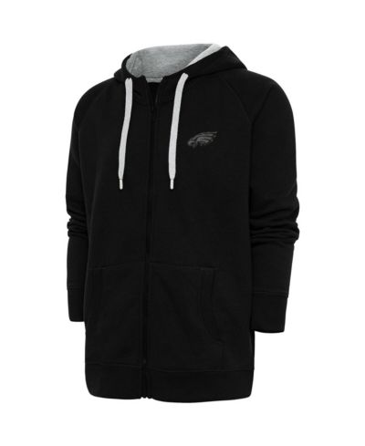 Antigua Men's Black Philadelphia Eagles Tonal Logo Victory Full-Zip Hoodie