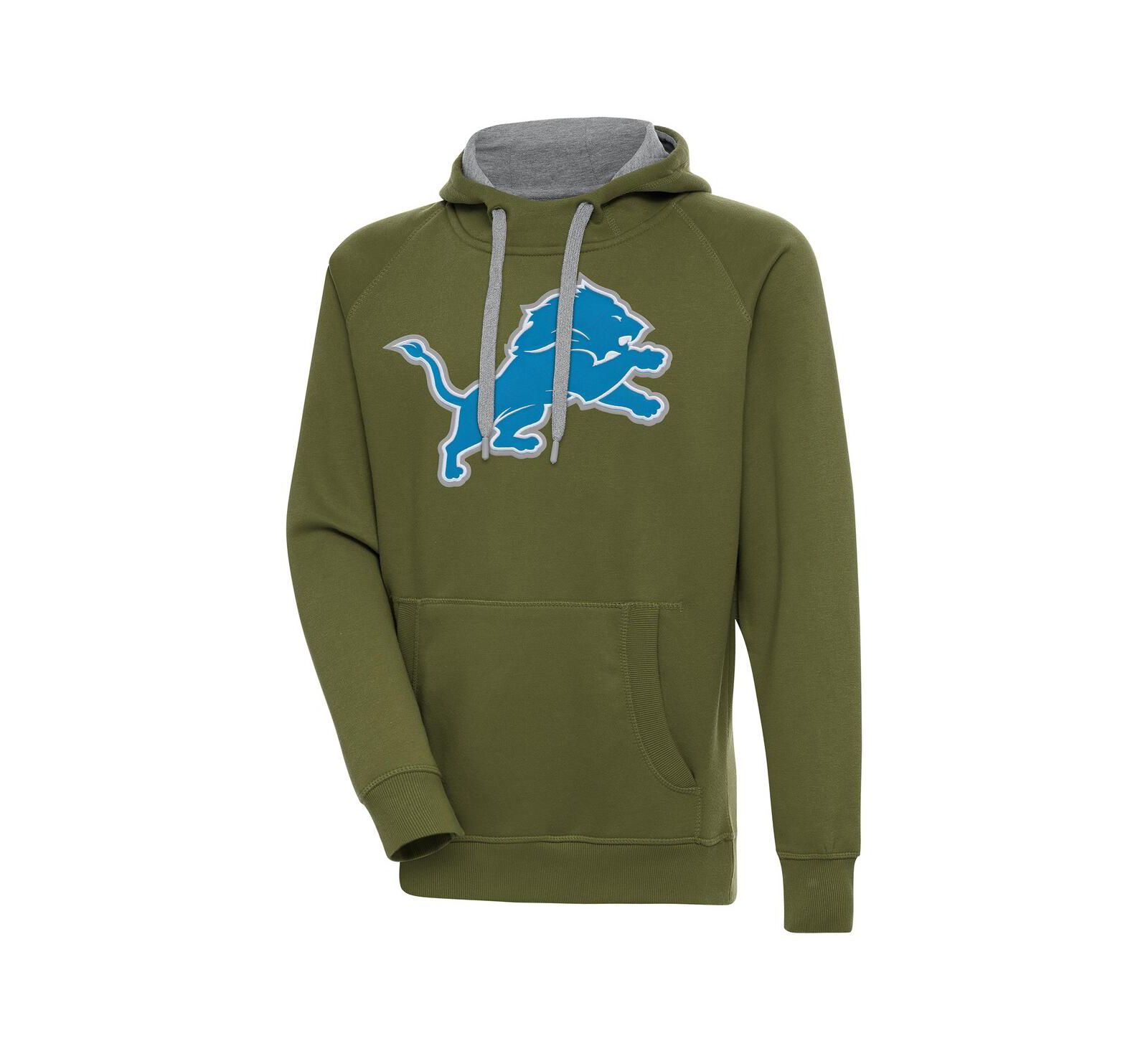 Мужское свитшот Antigua Olive Detroit Lions Primary Logo Victory Pullover Hoodie