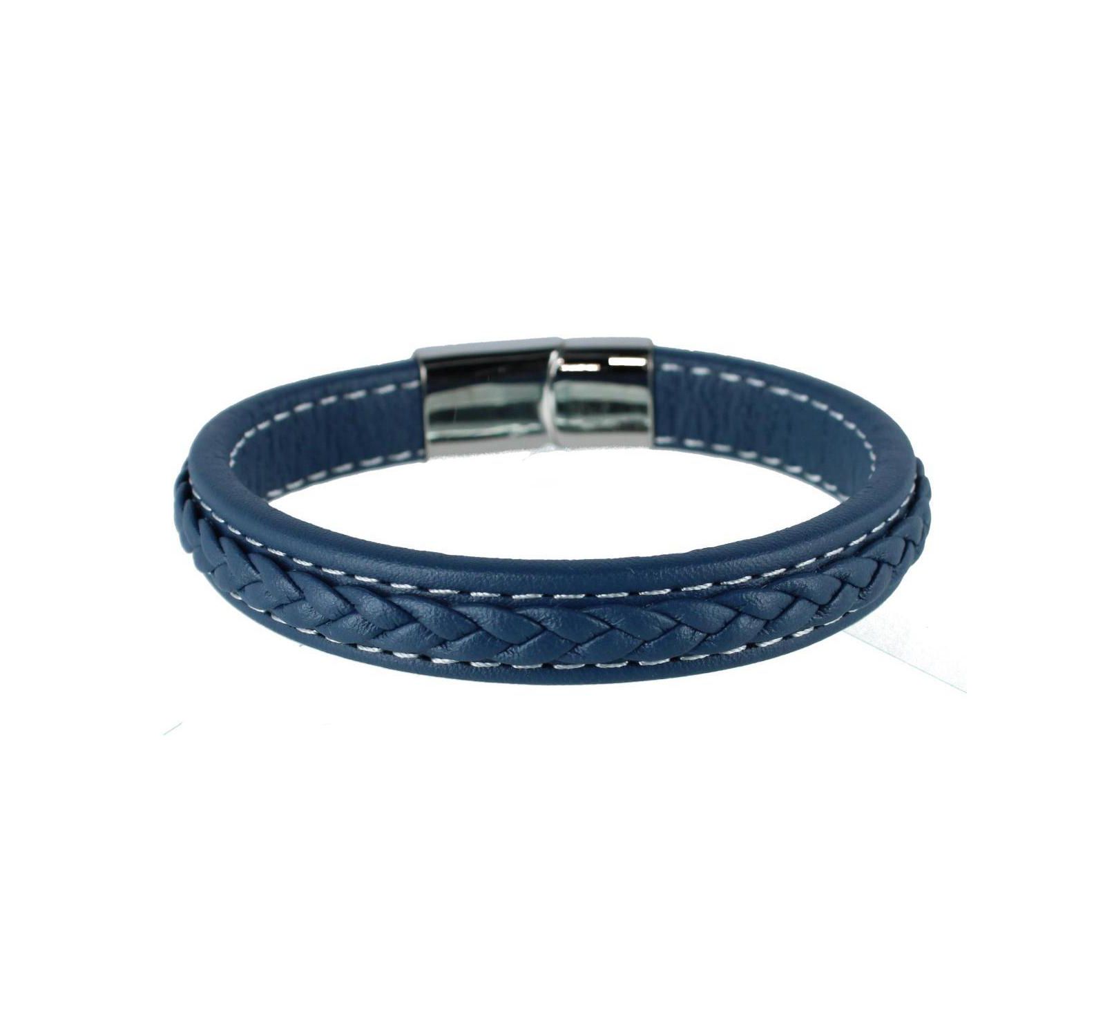 Trafalgar Amari's Azure Stitched Leather Secure Clasped Bracelet