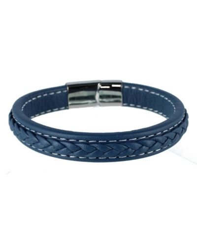 Trafalgar Amari's Azure Stitched Leather Secure Clasped Bracelet