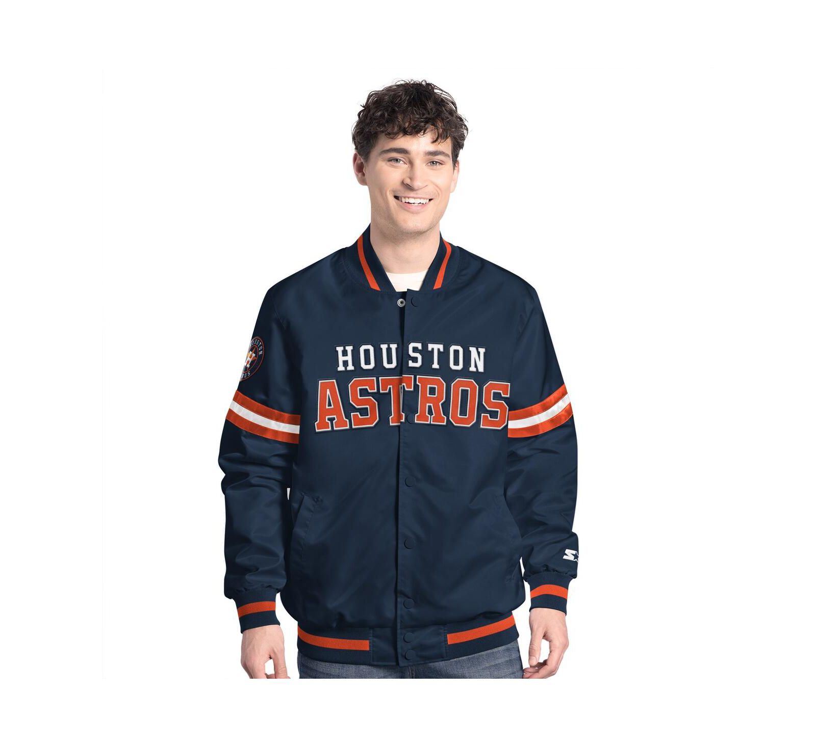 Starter Men's Navy Houston Astros Scout Full-Snap Varsity Jacket