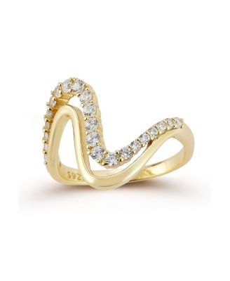 Rachel Zoe кольцо Double Wave из позолоченного серебра