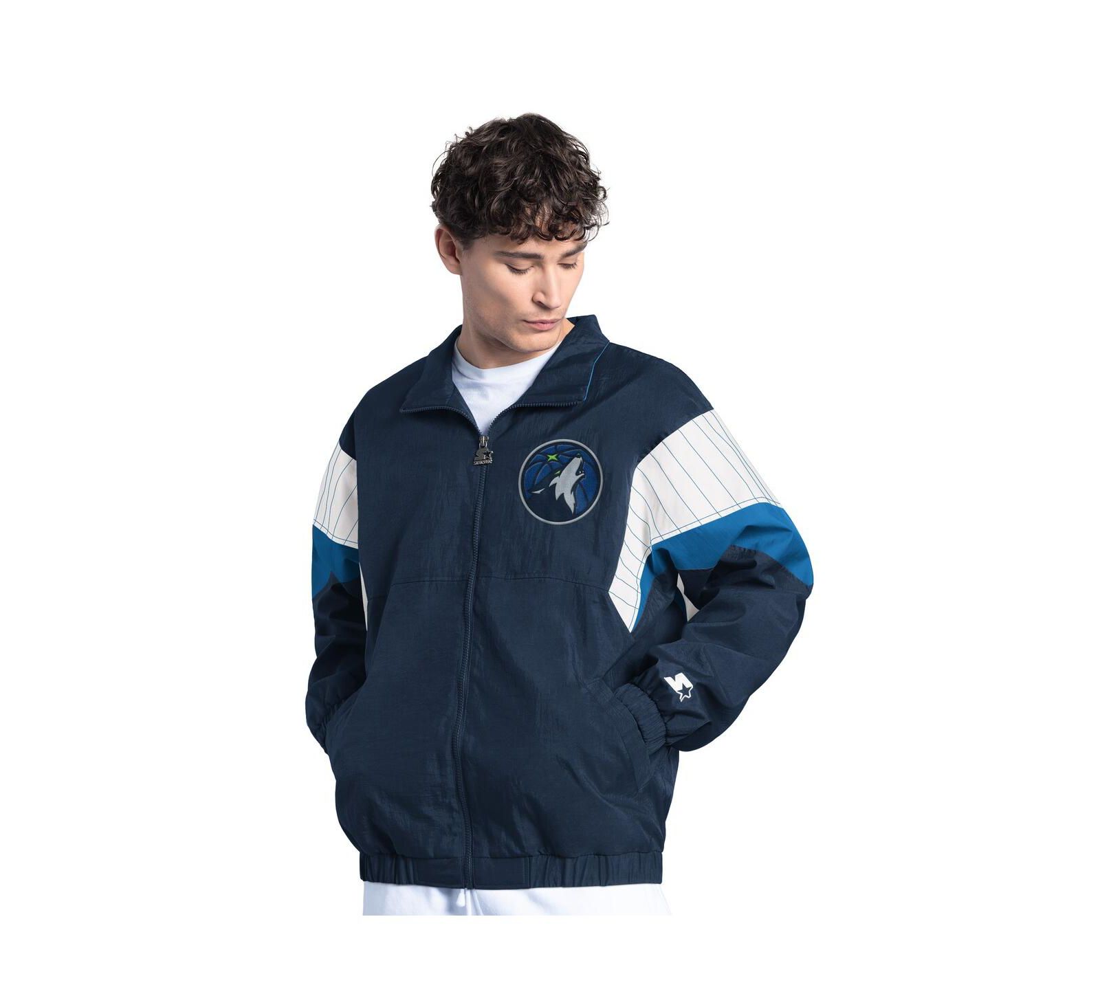 Starter Men's Navy Minnesota Timberwolves Yard Line Full-Zip Jacket