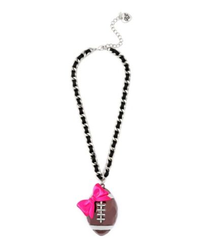 Подвеска Betsey Johnson Pink Kick Off Bow Football Statement Necklace
