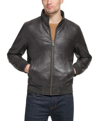 Tommy Hilfiger Мужской бомбер из искусственной кожи Stand Collar