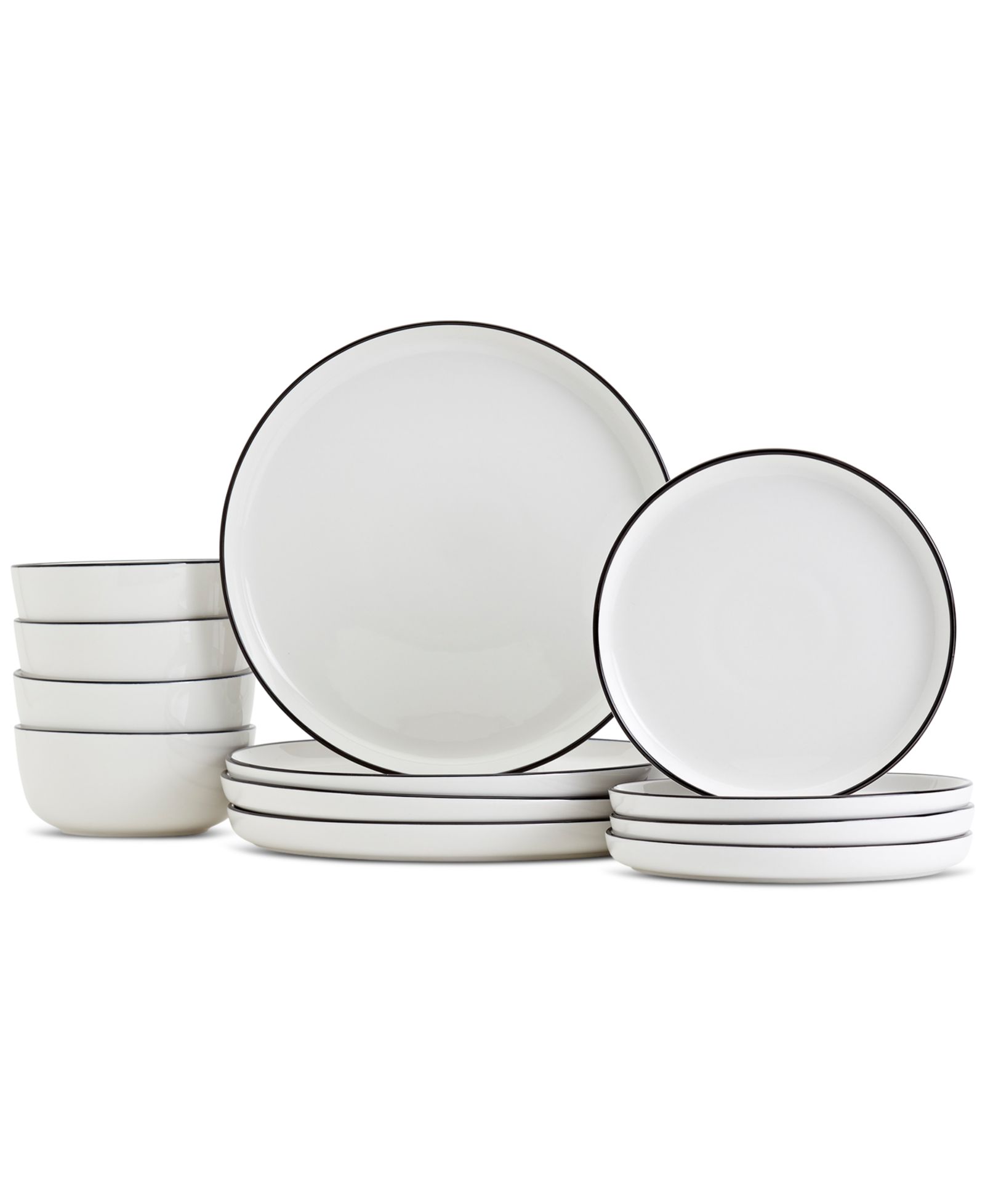 Haven Black Rim 12 Pc. Dinnerware Set, Service for 4, Exclusively at Macy's
