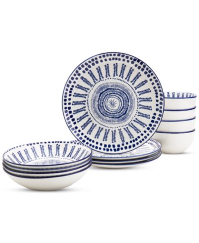 Haven Blue Mykonos 12 Pc. Dinnerware Set, Service for 4, Exclusively at Macy's