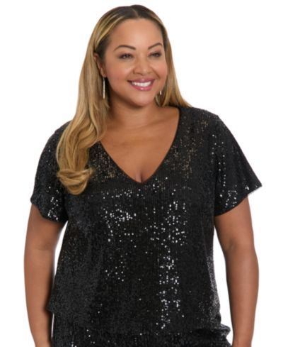 Muse Plus Size Cropped V-Neck Top