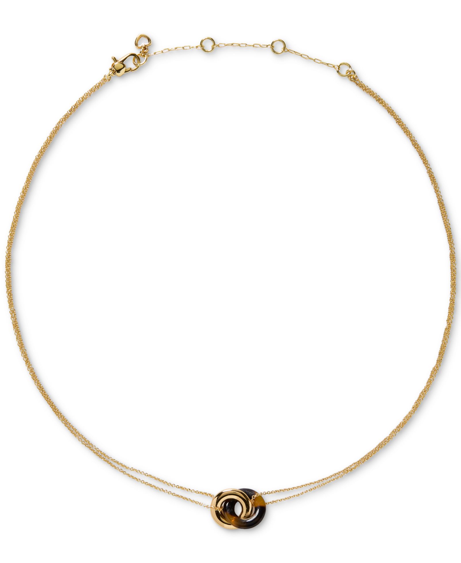 kate spade new york Gold-Tone Interlock Pendant Necklace, 16" + 3" extender