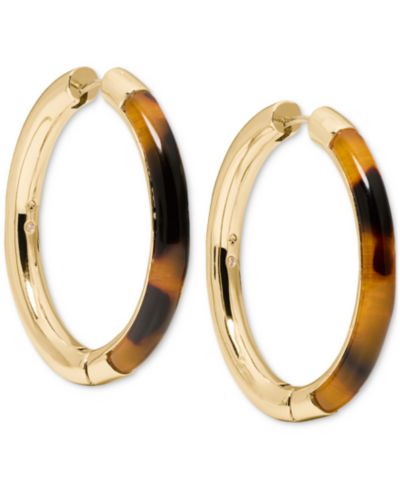 kate spade new york Серьги-кольца Interlock Tortoise Gold-Tone Medium 1.34"