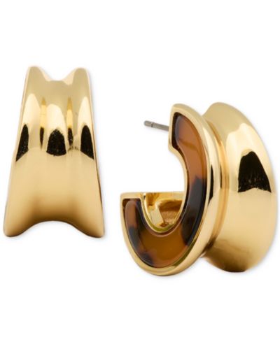 Серьги-кольца kate spade new york Gold-Tone Bold Tortoise Small Hoop, 0.82"